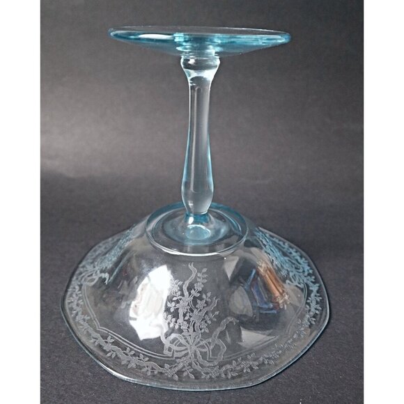 Vintage Fostoria Azure Blue Compote June Elegant Glass Candy Dish Tidbit Footed - Picture 4 of 5